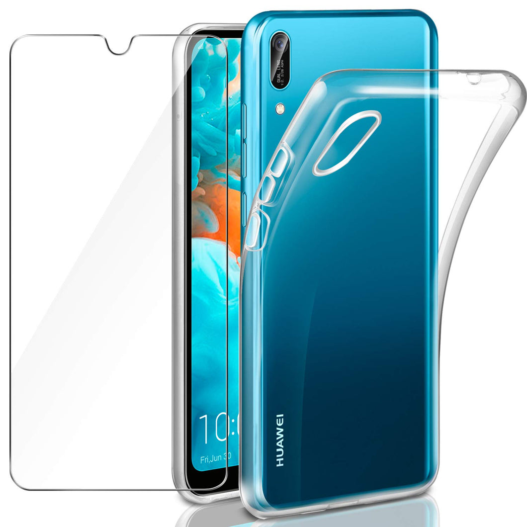 Leathlux Cover Huawei Y6 2019 Custodia + Pellicola Vetro Temperato, Morbido... - Ilgrandebazar