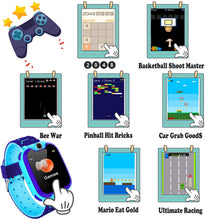 Carica l'immagine nel visualizzatore di Gallery, PTHTECHUS Orologio Intelligente Bambini con 7 Giochi - Musica MP3 Smartwatch Studente, Orologio Intelligente Bambini con Telefono Allarme Camera, Bambini Smartwatch Regali(Blu X6)