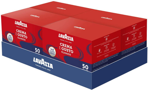 Lavazza (Roast and Ground) Crema E Gusto Classico, Caffè Macinato Espresso In Cialde, 4 Confezioni da 50 Cialde