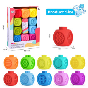 Bambebe Giocattolo Bambino 6 Mesi, Impilabile Cubi Morbidi Bambini, Giochi Montessori Neonato, Giocattoli Bagno Educativi Mattoncini Il Miglior Regalo Ragazze Ragazzi per Bambino 6-12 Mesi