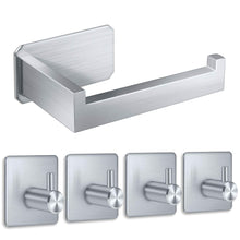 Carica l&#39;immagine nel visualizzatore di Gallery, Yosemy 1*Porta Carta Igienica In Acciaio Inox + 4*Gancio Adesivo... - Ilgrandebazar