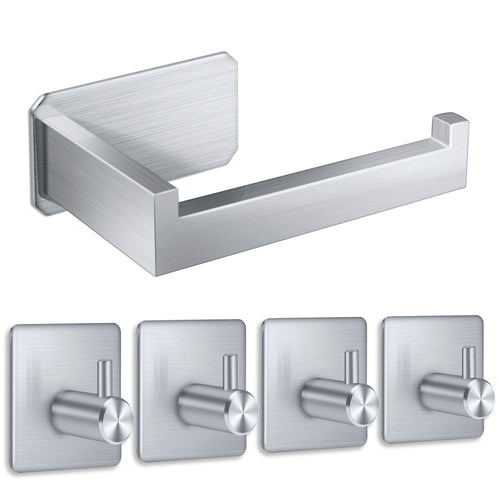 Yosemy 1*Porta Carta Igienica In Acciaio Inox + 4*Gancio Adesivo... - Ilgrandebazar