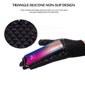 TRENDOUX guanti da uomo,da equitazione da donna,ouchscreen per telefono cellulare, invernali Impugnatura antiscivolo lana elastico Guanti termici guida neroici invernali per guidare