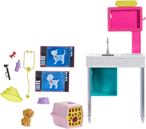 Barbie- Carriere Playset Veterinaria Bambola, Cucciolo e Accessori Giocattolo per Bambini 3+ Anni, GJL68