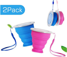 Carica l'immagine nel visualizzatore di Gallery, Ruesious 2*Tazza Pieghevole Retrattile Portabile a Livello Alimentare Senza BPA Silicone Outdoor Tazza per Viaggio, Campeggio, Escursionismo e al Lavoro. Risparmio Spazio. (Blu e Rossa)