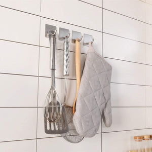 Ganci Appendiabiti da Parete in Acciaio Inox (4 Pezzi) Set di Porta Asciugamani Adesivo Bagno Impermeabile Ganci Adesivi per Asciugamani, Cappotti, Borsetta, Presine da Cucina, Bagno, ecc.