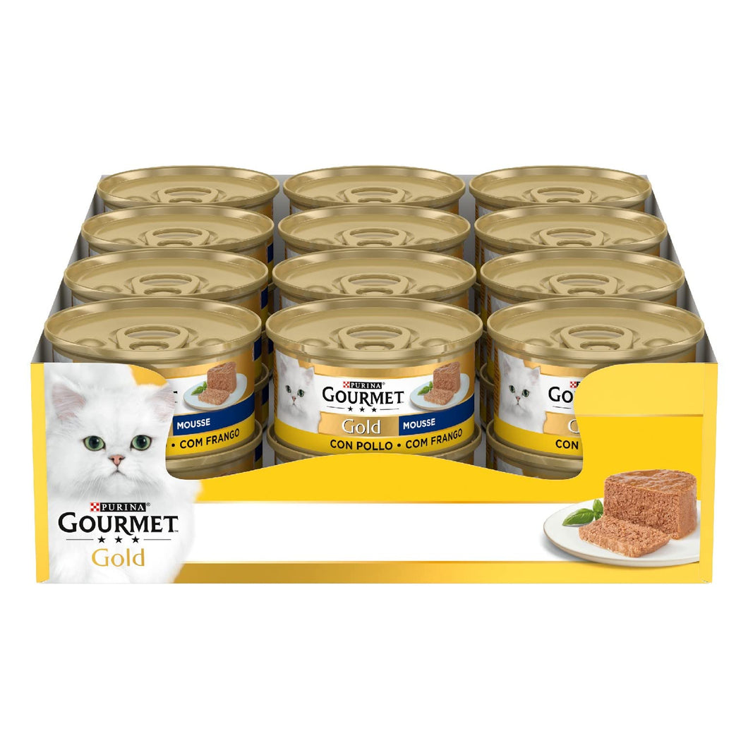 Purina Gourmet Gold Mousse per Gatti con Pollo, 24 Lattine da 85g