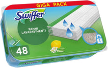 Carica l'immagine nel visualizzatore di Gallery, Swiffer Lavapavimenti Wet, 48 Panni Umidi, Limone, Maxi Formato, Pulizia Igienica Profonda, Rimuove Sporco e Batteri, per Tutti I Tipi di Pavimenti 48 Unità