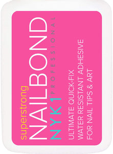 NYK1 Nail Bond Colla per Unghie Finte Super Forte, Adesivo per Tip - Qualità Professionale da Salone di Bellezza - Perfetta per Nail Art con Acrilico, Gemme, Decorazioni, Trasparenti Bianche