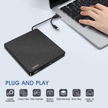 Carica l&#39;immagine nel visualizzatore di Gallery, Lettore CD Esterno per PC Portatile Masterizzatore CD DVD Esterno- Apiker Unità CD/Dvd Esterna USB 3.0 e Type-C,  con Slot SD e TF e Doppia Porta U Marca: apiker