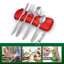 Carica l&#39;immagine nel visualizzatore di Gallery, 5 Premium Acciaio Inossidabile Set Posate da Campeggio - Cucchiaio Rosso - Ilgrandebazar