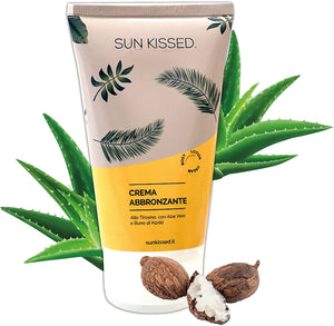 SUN KISSED. Crema abbronzante alla Tirosina | Con Aloe Vera e Burro di Karité | Abbronzatura omogenea e duratura | 150 ml
