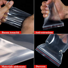 Carica l&#39;immagine nel visualizzatore di Gallery, Gudotra 100pz-12x17cm Sacchetti Plastica Trasparenti Risigillabili con Zip Chiusura a Cerniera Riutilizzabile Spesso Bustine per Alimentari (12x17cm, 100 Pezzi)
