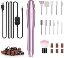 Carica l'immagine nel visualizzatore di Gallery, Mosen Fresa per Unghie, 11 in 1 Elettrica Lima per Unghie Kit Professionale per Rimozione Smalti e Gel Velocità Regolabile, Trapano Portatile per Manicure e Pedicure (56 Cilindri abrasive, Viola)