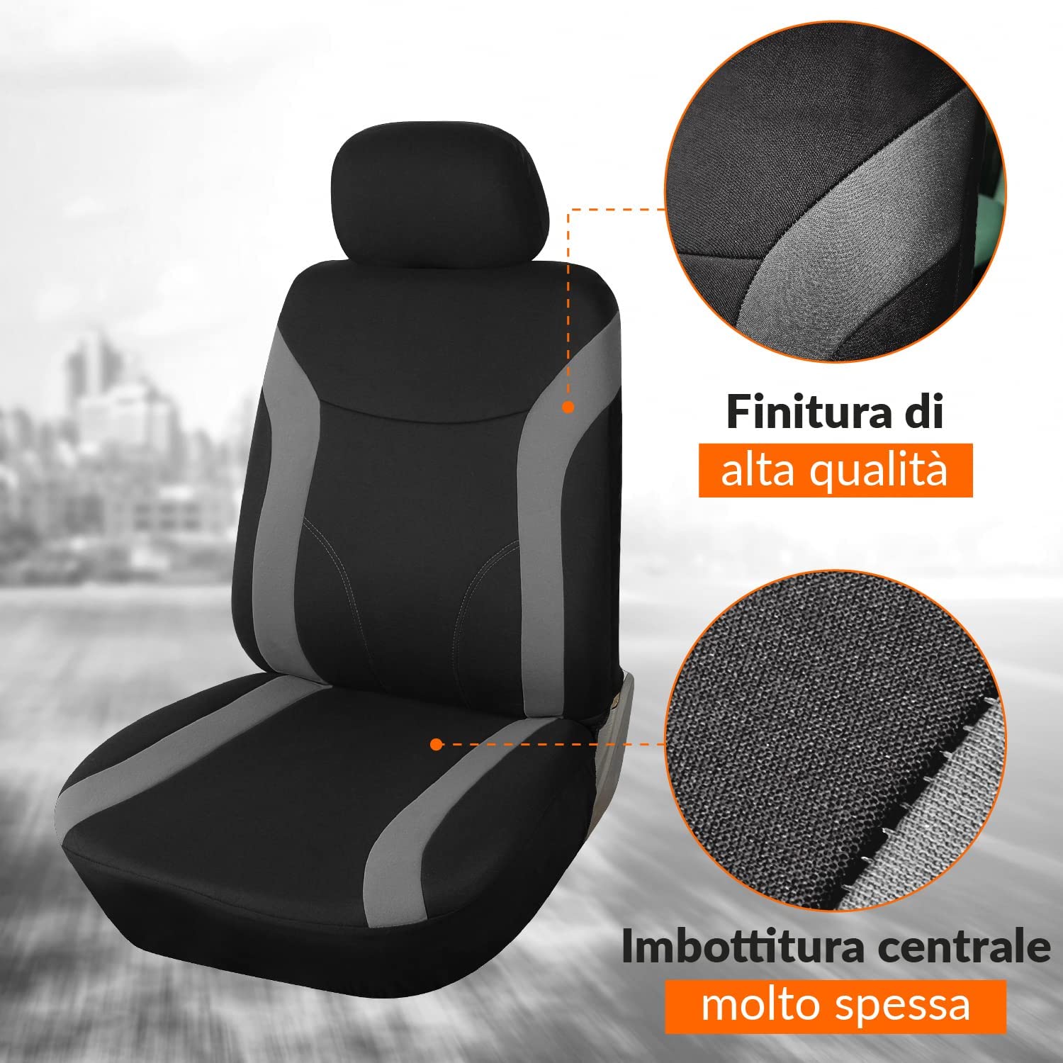 Upgrade4cars Coprisedili Auto Anteriore Universali Nero Beige