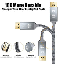 Carica l'immagine nel visualizzatore di Gallery, Snowkids Cavo DisplayPort a HDMI 1.4-1,8m 4K Ultra HD Maschio Adattatore Display Port a HDMI-Nylon Intrecciato Non bidirezionale DP to HDMI Ports Cavo Supporto dell, Lenovo,HP (Grigio-1.8M)
