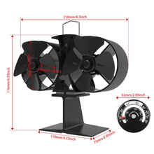 Carica l&#39;immagine nel visualizzatore di Gallery, Ventola Stufa Legna - 8-Blade Motore Gemellato 8-blade
