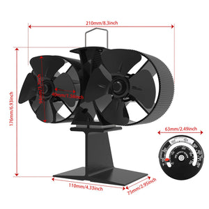 Ventola Stufa Legna - 8-Blade Motore Gemellato 8-blade