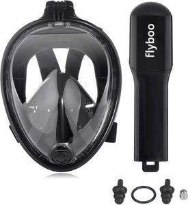 Flyboo Maschera da Snorkeling,Maschera Subacqueacon con Visuale Panoramica 180° Design Pieno Facciale e Compatibile con Videocamere Sportive Maschera per Immersioni per Adulti Bambini