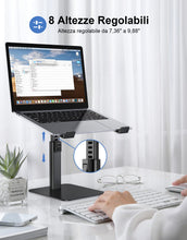 Carica l'immagine nel visualizzatore di Gallery, Babacom Supporto PC Portatile, Laptop Stand Ergonomico in Alluminio, Ventilato Porta PC con 8 Tipi di Angoli Regolabili, Compatibile con Computer/MacBook/Air/PRO/Microsoft Surface, 10"-16" (Nero)