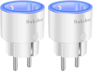 bakibo Presa Intelligente Wifi Compatibile con Alexa Echo, Google Home, Mini Smart Plug con Luce Notturna, App Controllo Remoto, Temporizzazione, Programma, Monitor Energetico - 2 Pcs