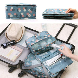 OrgaWise Borsa da toilette viaggio pensata Blu-margherita