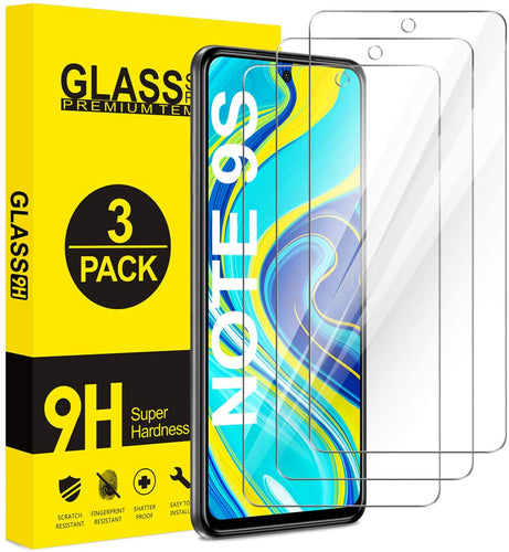 ivencase [3 Pezzi Vetro Temperato per Xiaomi Redmi Note 9S/9 PRO/9 PRO Max, Trasparente Glass Protezione Schermo [Durezza 9H] [ Anti graffio] [No Bolle] per Redmi Note 9S/9 PRO/9 PRO Max (Clear)