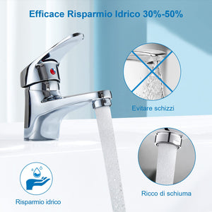 Aeratore Rubinetto M24 Rompigetto Rubinetto Filtri Rubinetti Lavandino per Bagno e Cucina, Filtro in Acciaio Inox + ABS con 8 Guarnizioni e 1 Chiave Cromata, Antispruzzo, Risparmio Idrico, 6pcs