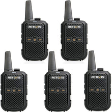 Carica l&#39;immagine nel visualizzatore di Gallery, Retevis RT15 Mini Walkie Talkie 2W 208DCS Squelch Professionali 5 Pezzi, Nero - Ilgrandebazar