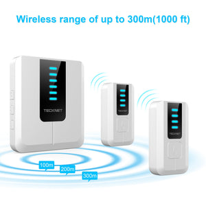 TECKNET Campanello Wireless Portatile 2 Trasmettitore + 1 Ricevitori, Bianco - Ilgrandebazar