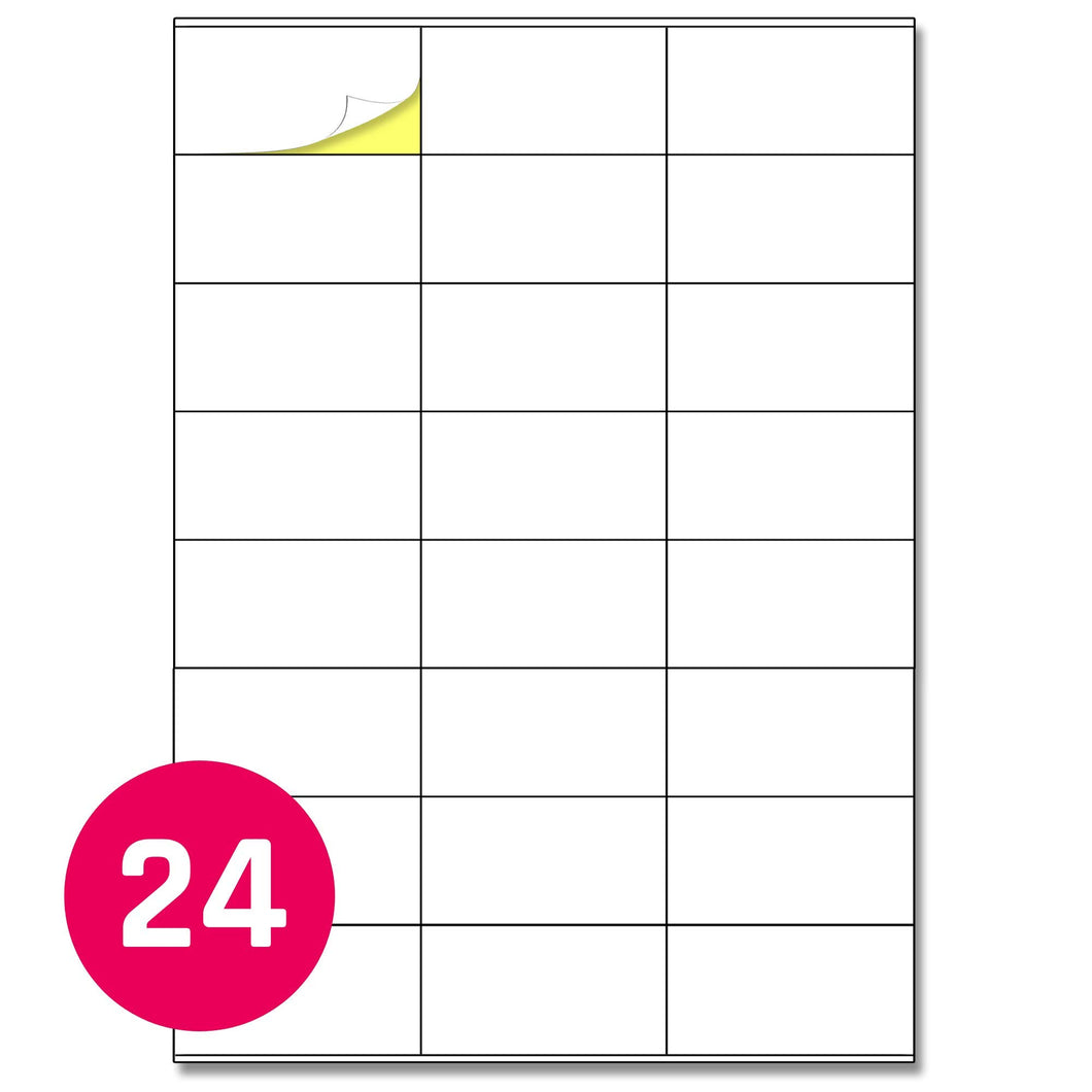 70 x 36 mm, 25 fogli, A4 Etichette Adesive 24 per Foglio | 25 Fogli, Bianco - Ilgrandebazar