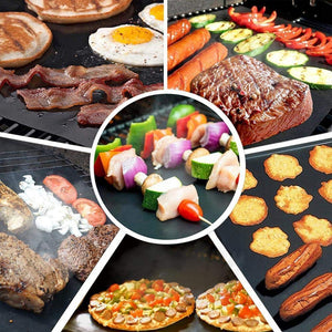 Tappetino da Barbecue Set di 6 Mat Cottura BBQ Riutilizzabile M, nero - Ilgrandebazar