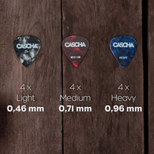 Carica l'immagine nel visualizzatore di Gallery, CASCHA 12 Plettri per chitarra, chitarra acustica classica, chitarra elettrica, ukulele, basso, pick set, accessori