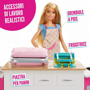 Barbie FRH73 - Cucina da Sogno con Bambola, 5 Aree di Gioco, Pasta Modellabile, Luci e Suoni, Giocattolo per Bambini 4 + Anni