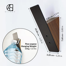 Carica l&#39;immagine nel visualizzatore di Gallery, ALLUSY Set 3 Ganci Appendiabiti da Parete Design Legno e Metallo - Attaccapanni da Muro Moderno - Gancio con Viti per Ingresso, Cucina - Appendi Accappatoio Bagno