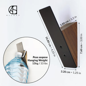 ALLUSY Set 3 Ganci Appendiabiti da Parete Design Legno e Metallo - Attaccapanni da Muro Moderno - Gancio con Viti per Ingresso, Cucina - Appendi Accappatoio Bagno