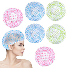 Carica l'immagine nel visualizzatore di Gallery, Jinlaili 6 Pezzi Cuffie Doccia, Cuffia da Bagno in Plastica, Riutilizzabile Impermeabile Cuffie Capelli, Elastica Grande Showe Caps, Cuffia Doccia con Fascia Elastica per spa salone Viaggi Casa Hotel