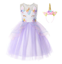 Carica l&#39;immagine nel visualizzatore di Gallery, JerrisApparel Ragazza Unicorno Ruffles Fiori Abito Principessa Festa Vestito... - Ilgrandebazar