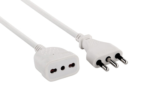 Electraline 46124 Prolunga 5 mt spina e presa bivalente 10/16A, 5 mt, Bianco - Ilgrandebazar