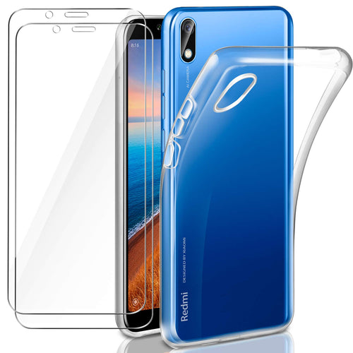 Leathlux Cover Xiaomi Redmi 7A Custodia Trasparente + 2 × Pellicola Vetro... - Ilgrandebazar
