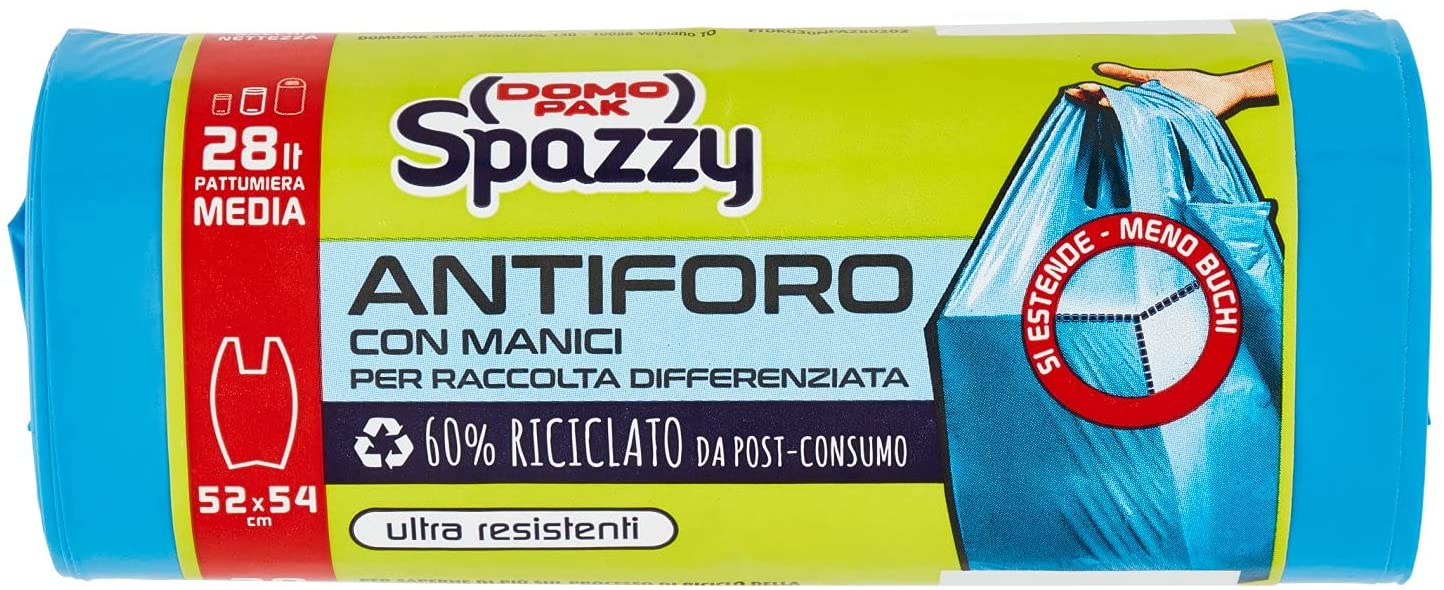 Domopak Spazzy Sacchi con Manici, 28L, 20 Pezzi 28lt - 20 Sacchi –