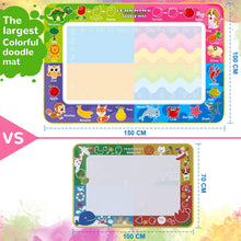 Carica l'immagine nel visualizzatore di Gallery, Tappeto Doodle Grande 150×100cm, Doodle Tappetino da Disegno Magico, Disegno Magico Aqua Mat, Acqua Tappeto, Bonus con 4 Penne Magiche, Timbri E Set di Rulli, Bambini