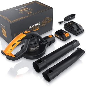 Brandson - Soffiatore da Giardino a Batteria - 2000 mAh, Nero Arancione - Ilgrandebazar