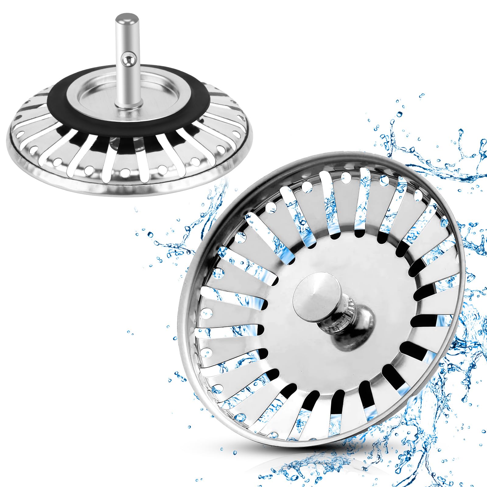 Accessorio Cucina 304 Inox Tappo Lavandino Cucina 3 In 1 In Acciaio Inox - Filtro Anti-intasamento Con Cestello Estraibile Piletta Lavello Cucina - Foto 2