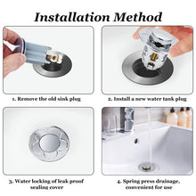 Carica l&#39;immagine nel visualizzatore di Gallery, 2 Pezzi Confezione da Scarico Lavabo Bagno Universale Pop up,Filtro Tappo Lavandino Bagno con Filtro Anti Clogging,Valvola Piletta Cucina Bidet Vasca(Per il foro di drenaggio di 34~40mm)