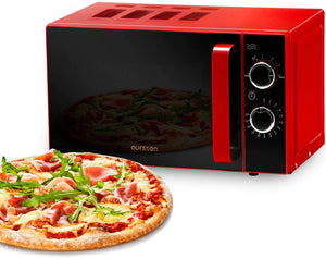 Oursson Forno a Microonde Rosso con Sportello a Specchio MM2005/RD, 20 litri, 700 Watt, 4 anni di garanzia