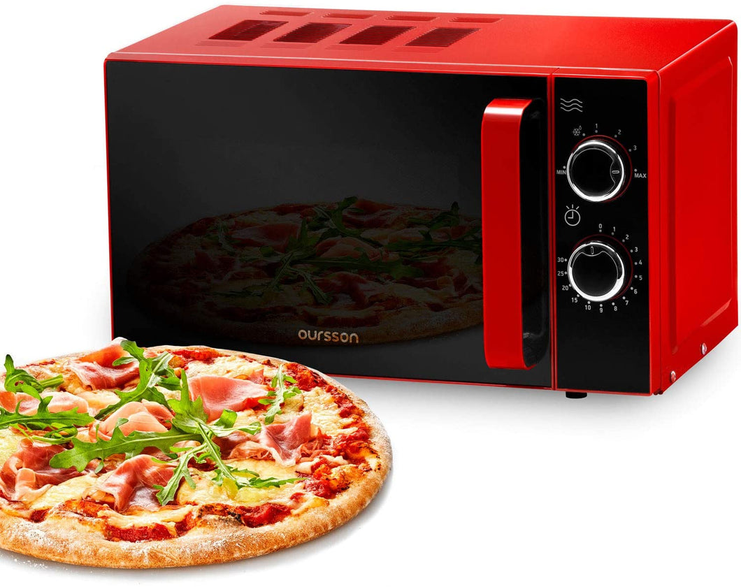 Oursson Forno a Microonde Rosso con Sportello a Specchio MM2005/RD, 20 litri, 700 Watt, 4 anni di garanzia
