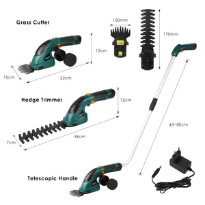 Fixkit Set di Tagliasiepi,Lama con Sistema Multi-Click,Senza Filo, modello 2 - Ilgrandebazar
