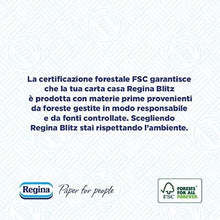 Carica l&#39;immagine nel visualizzatore di Gallery, Regina Blitz Carta Casa, Confezione da 1 Rotolo, 100 Maxi-Fogli a 3 Veli, Confezione in Carta Riciclabile, Pulisci e Asciughi in un Lampo, Carta 100% Certificata FSC