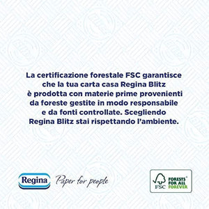 Regina Blitz Carta Casa, Confezione da 1 Rotolo, 100 Maxi-Fogli a 3 Veli, Confezione in Carta Riciclabile, Pulisci e Asciughi in un Lampo, Carta 100% Certificata FSC